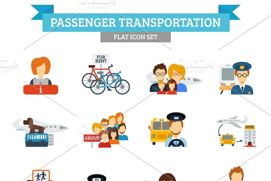Passenger transportation icons set in Graphics - product preview 8