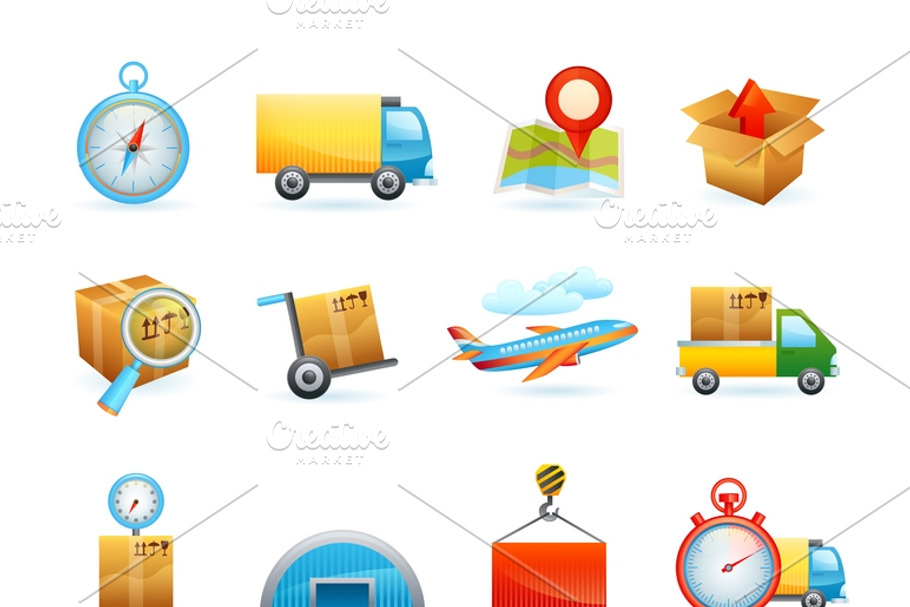 Global transportation icons set in Graphics - product preview 8