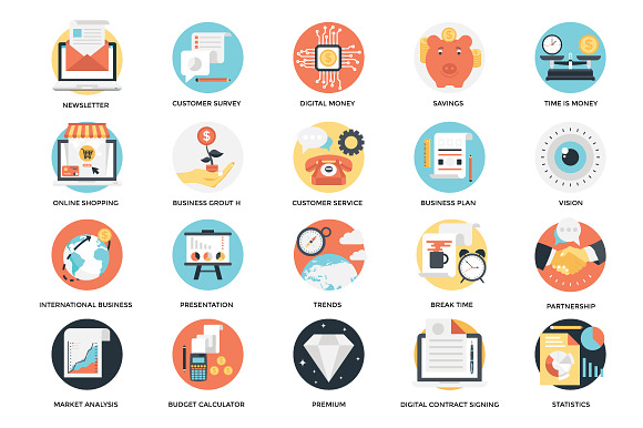 300 Flat Business Icons in Flat Icons - product preview 5