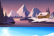 Winter landscape horizontal banners