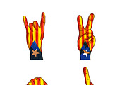 Hand signs with Catalonia flag