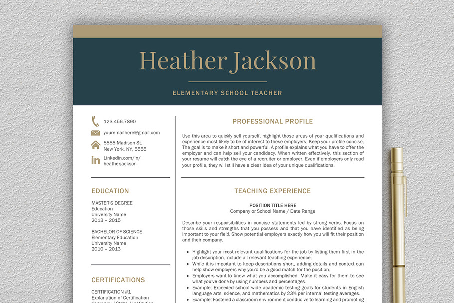 Resume Template / Teacher CV in Resume Templates - product preview 8
