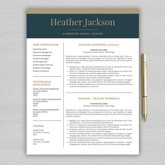 Resume Template / Teacher CV in Resume Templates - product preview 1