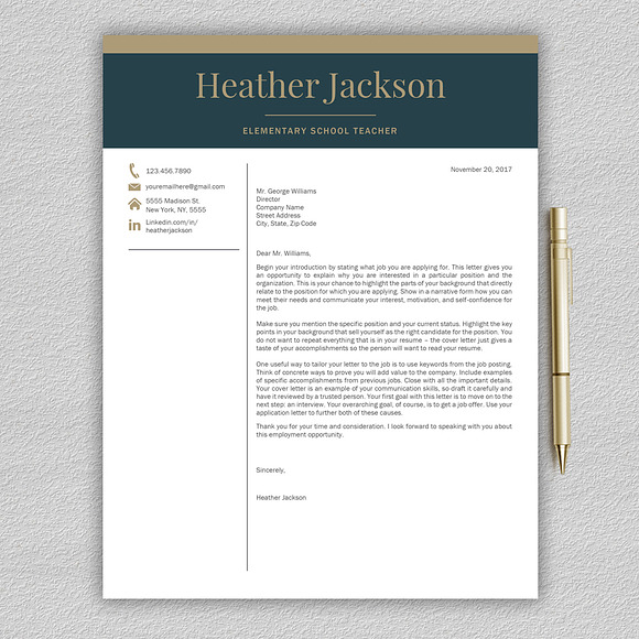 Resume Template / Teacher CV in Resume Templates - product preview 3