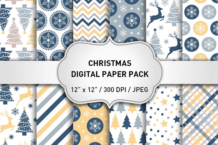 Blue Christmas Digital Papers