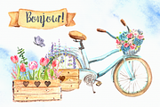Bonjour! - Watercolor Clip Art Set