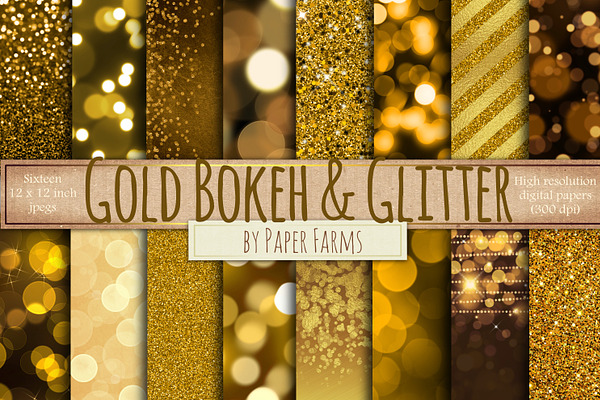 Gold glitter and bokeh