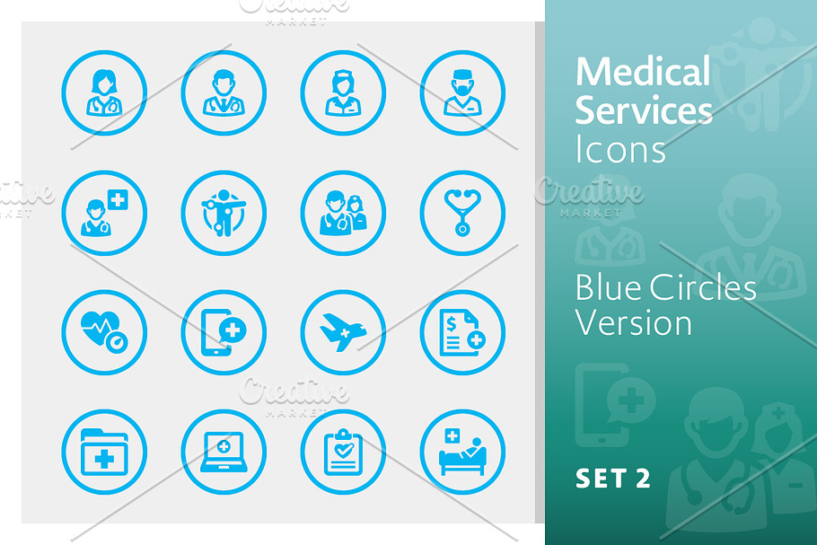 Blue Medical Services Icons - Set 2 