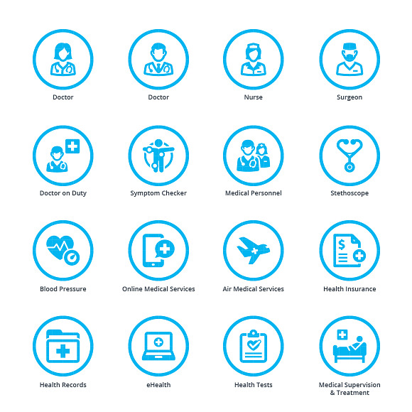 Blue Medical Services Icons - Set 2  in Graphics - product preview 1