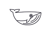whale vector line icon, sign, illustration on background, editable strokes