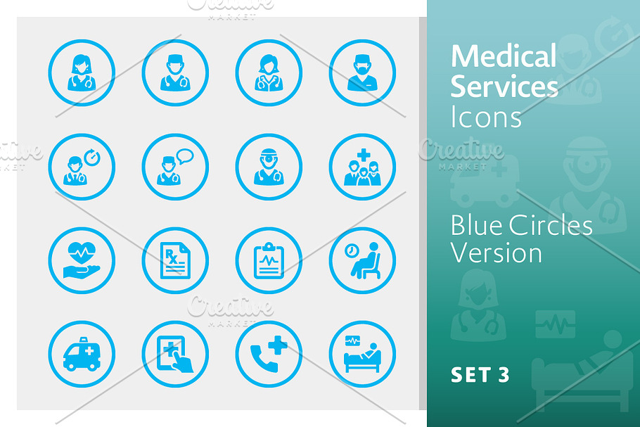 Blue Medical Services Icons - Set 3