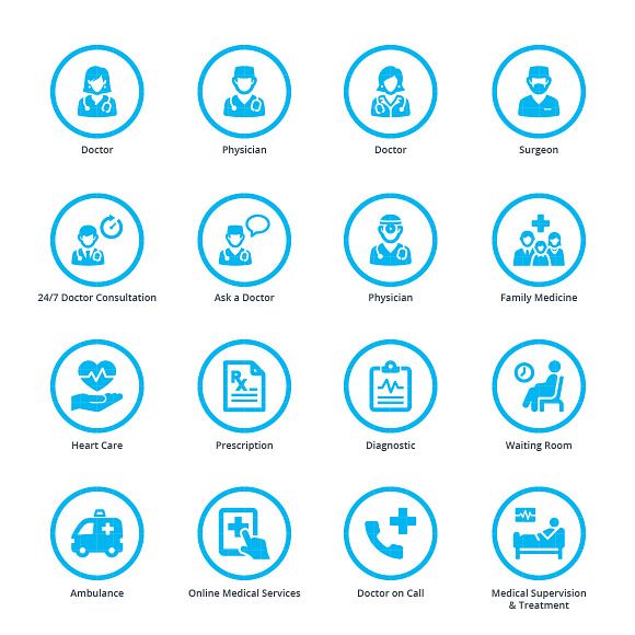 Blue Medical Services Icons - Set 3 in Graphics - product preview 1