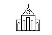 church vector line icon, sign, illustration on background, editable strokes