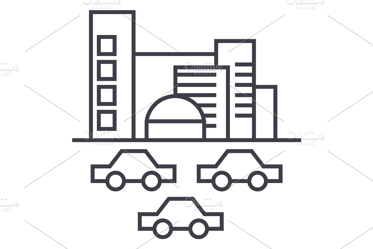 city,traffic, cars vector line icon, sign, illustration on background, editable strokes in Illustrations - product preview 8
