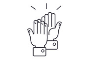clapping hands  vector line icon, sign, illustration on background, editable strokes