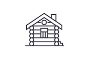house,cabin,wood house vector line icon, sign, illustration on background, editable strokes