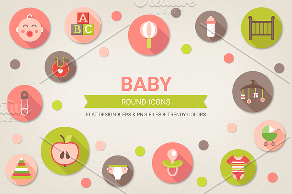 Round baby icons in Baby Icons - product preview 3