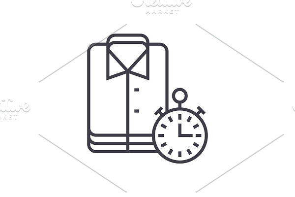 laundry,cleaning cloths,express cleaning vector line icon, sign, illustration on background, editable strokes