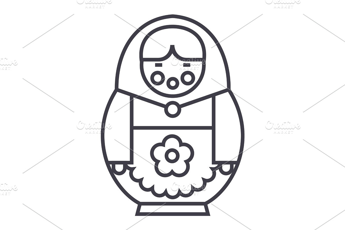 matryoshka vector line icon, sign, illustration on background, editable strokes in Graphics - product preview 8