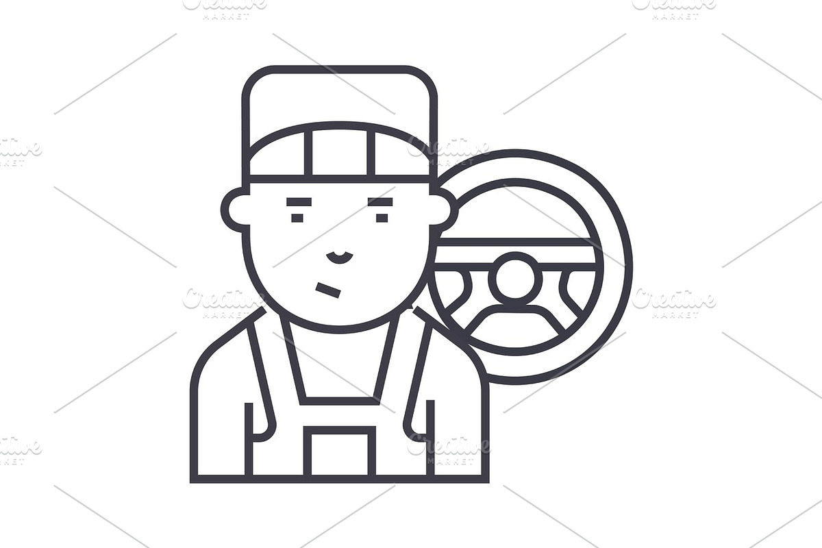 mechanic vector line icon, sign, illustration on background, editable strokes in Graphics - product preview 8