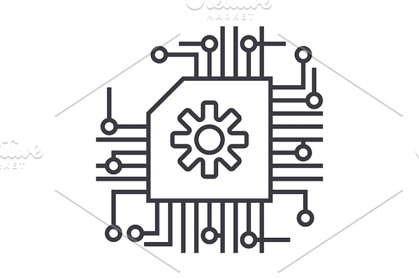 scheme,ai,artificial intelligence vector line icon, sign, illustration on background, editable strokes