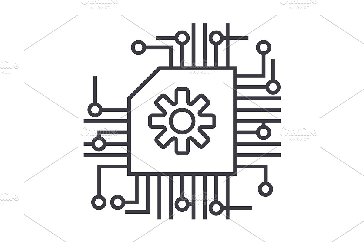 scheme,ai,artificial intelligence vector line icon, sign, illustration on background, editable strokes in Graphics - product preview 8