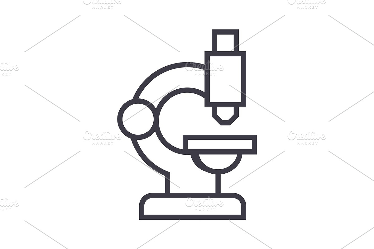 microscope vector line icon, sign, illustration on background, editable strokes in Graphics - product preview 8