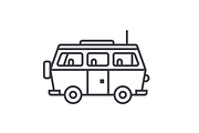 minivan travel,family car vector line icon, sign, illustration on background, editable strokes
