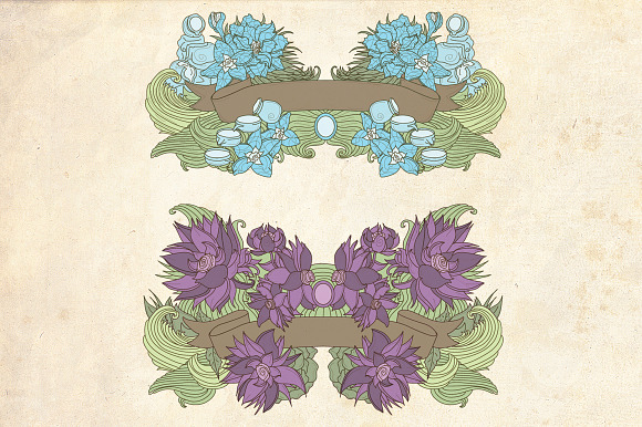 Handdrawn Floral Banners in Illustrations - product preview 1