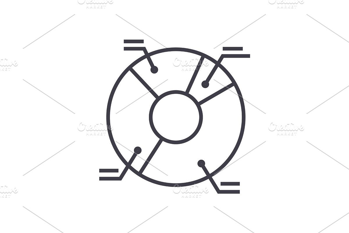 pie diagram illustration vector line icon, sign, illustration on background, editable strokes in Illustrations - product preview 8