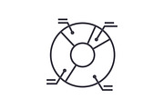 pie diagram illustration vector line icon, sign, illustration on background, editable strokes