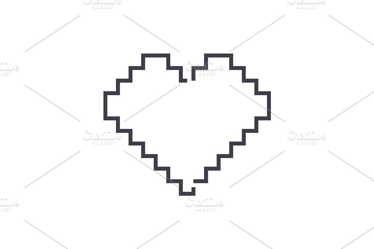 pixel heart vector line icon, sign, illustration on background, editable strokes in Illustrations - product preview 8