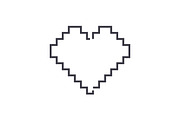 pixel heart vector line icon, sign, illustration on background, editable strokes