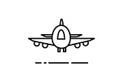 plane,airoport,fast delivery vector line icon, sign, illustration on background, editable strokes