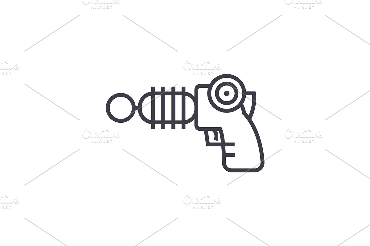 plasma gun vector line icon, sign, illustration on background, editable strokes in Illustrations - product preview 8