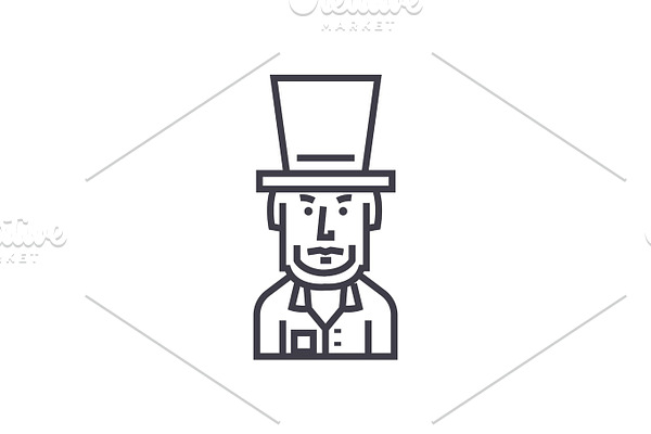 president usa,abraham lincoln vector line icon, sign, illustration on background, editable strokes