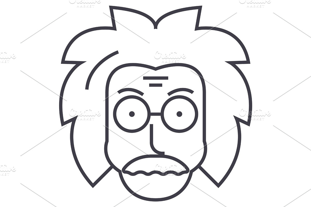 professor,einstein,scientist,freak vector line icon, sign, illustration on background, editable strokes in Illustrations - product preview 8
