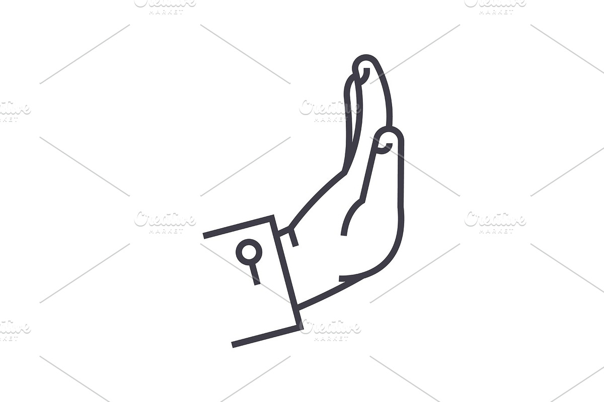 protest hand, no vector line icon, sign, illustration on background, editable strokes in Illustrations - product preview 8