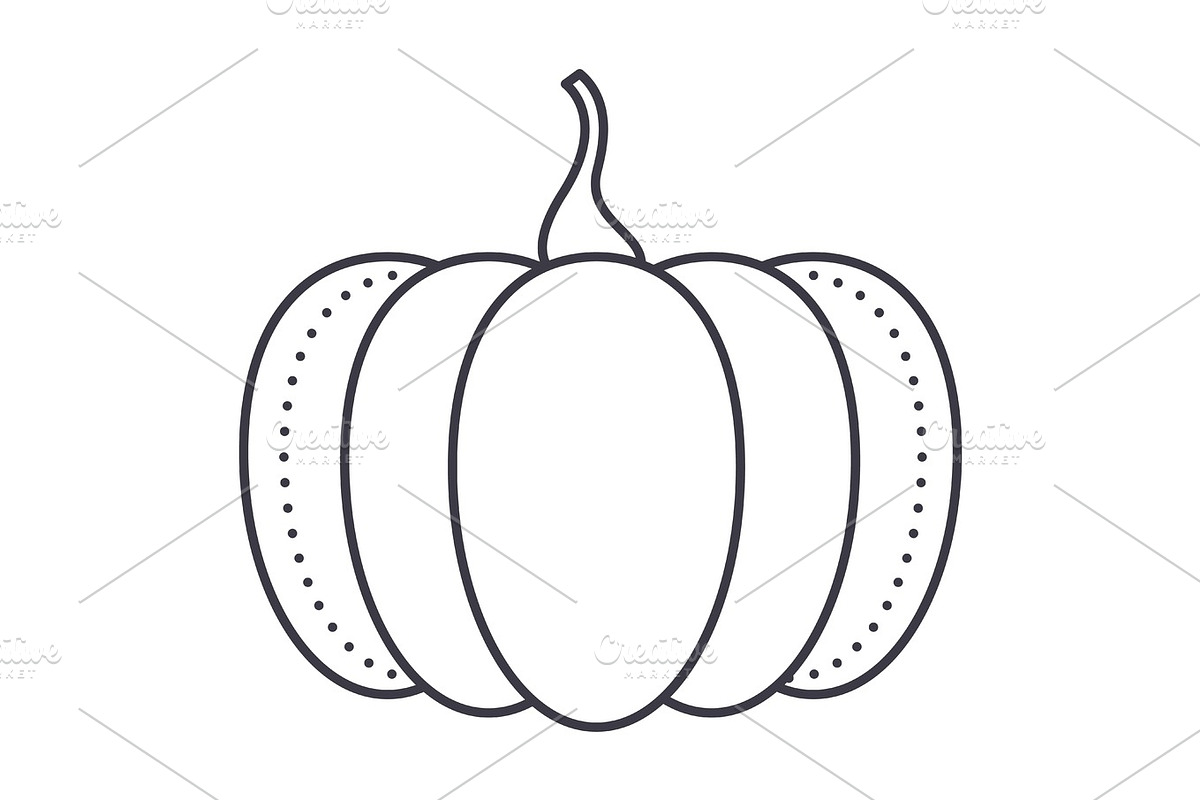 pumpkin vector line icon, sign, illustration on background, editable strokes in Illustrations - product preview 8
