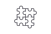puzzle,jigsaw vector line icon, sign, illustration on background, editable strokes
