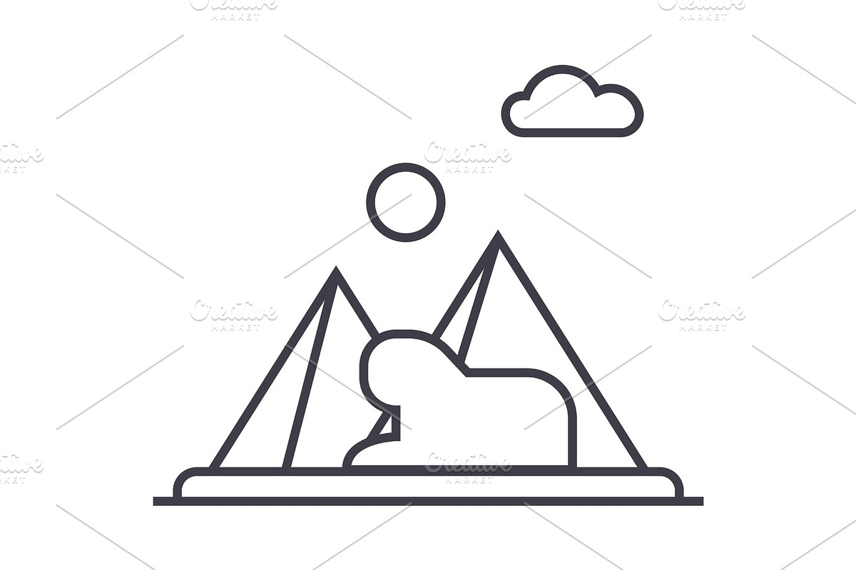 pyramids,egypt vector line icon, sign, illustration on background, editable strokes in Illustrations - product preview 8