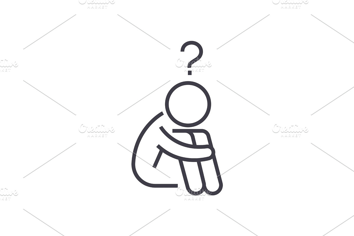 question man,doubts vector line icon, sign, illustration on background, editable strokes in Illustrations - product preview 8