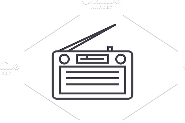 radio,radioreceiver vector line icon, sign, illustration on background, editable strokes