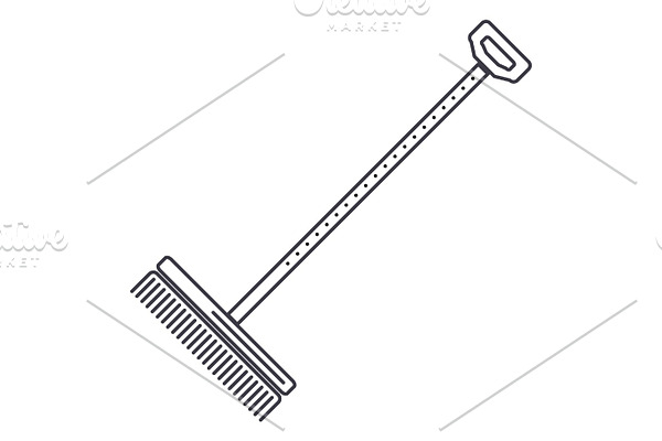 rake,raker vector line icon, sign, illustration on background, editable strokes