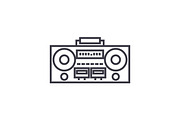 record tape player vector line icon, sign, illustration on background, editable strokes