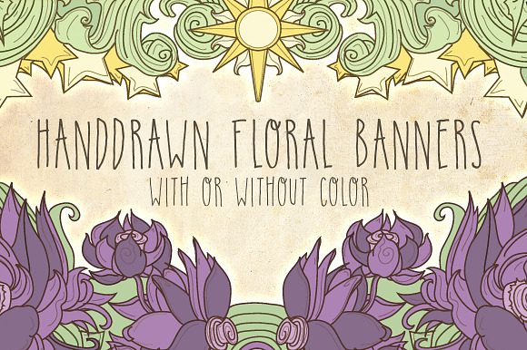 Handdrawn Floral Banners in Illustrations - product preview 4