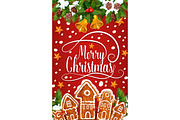 Christmas cookie greeting card of New Year holiday