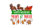 Christmas holiday sketch vector greeting card