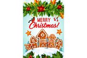 Christmas cookie and garland, New Year card design
