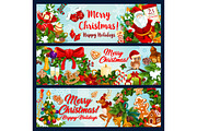 Christmas, New Year winter holidays festive banner